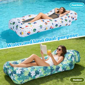 Inflatable Lounger Air Sofa- Portable Air Couch, No Pump Needed, Heavy Duty, Portable Lightweight Ergonomic Mesh Air Couch with Carry Bag, for Beach, Pool, Park, Camping & Festivals, Upgrade Your Camping Accessories