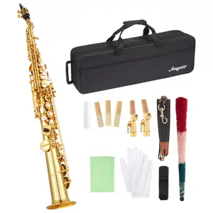 Bb Soprano Saxophone Copper for Beginners, Brass Soprano Sax with Carrying Case, Mouthpiece, Professional Musical Instruments and Advanced Player Jazz