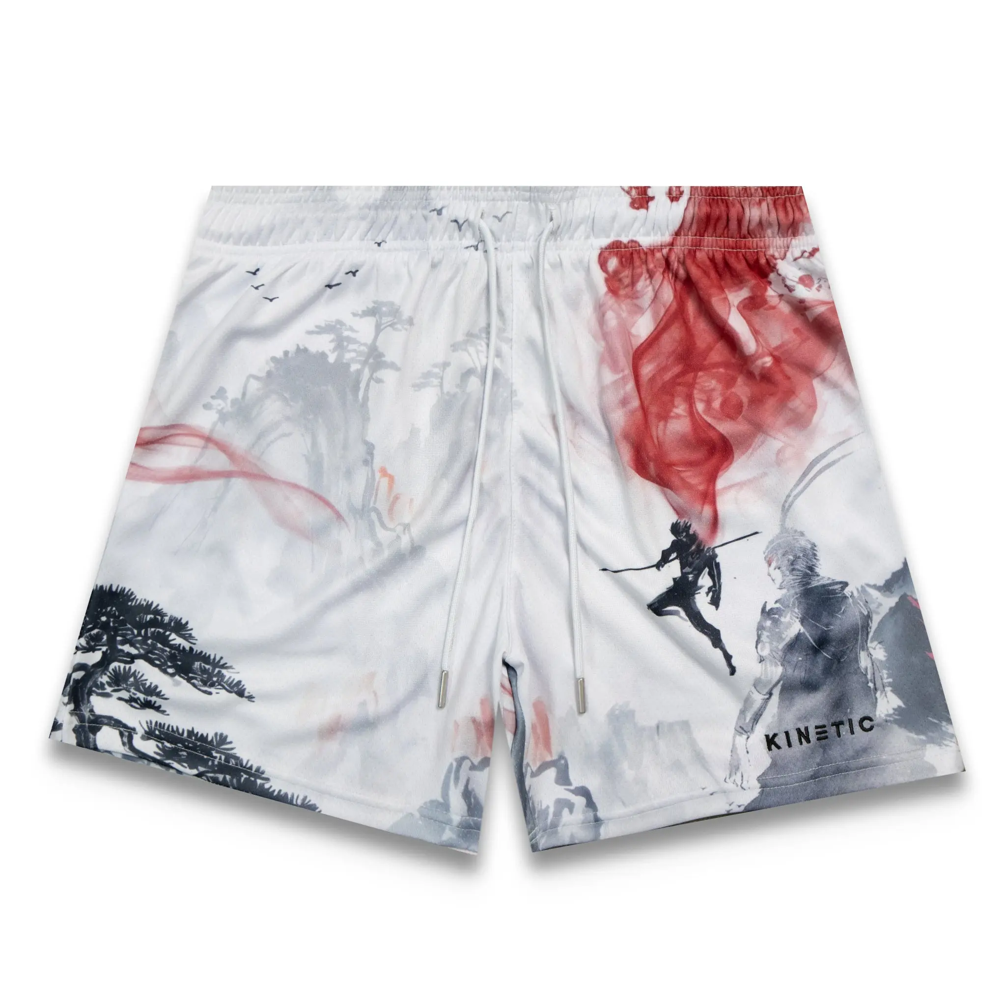 Wukong The Legend Fundamental Short Red Marble Tie Dye Mesh Athletic Shorts