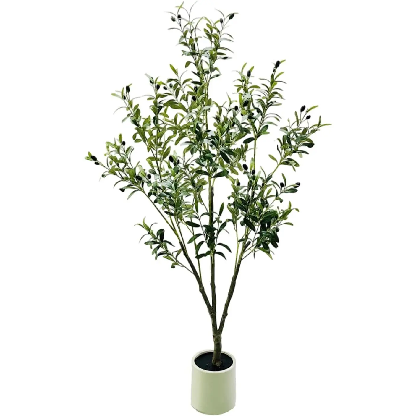 GARVEE 5Ft Matte Potted Fake Black Olive Fruit Tree, Indoor-Outdoor Tall Artificial Decor Plant for Living Room, Home Office Room Decor