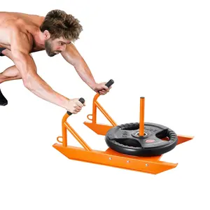 VEVOR Weight Training Pull Sled,  , Fitness Strength Speed Training Sled with Handle, Steel Power Sled Workout Equipment for Athletic Exercise & Speed Improvement, Suitable for 1"&2" Weight Plate, Orange