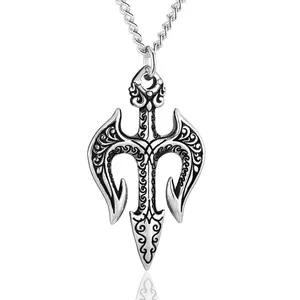Stainless steel necklace Neptune Trident creative pendant retro titanium steel men's domineering boys titanium steel necklace pendant