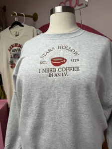 Gilmore Girls Coffee Addict Embroidered Sweatshirt Crewneck Cute Knit