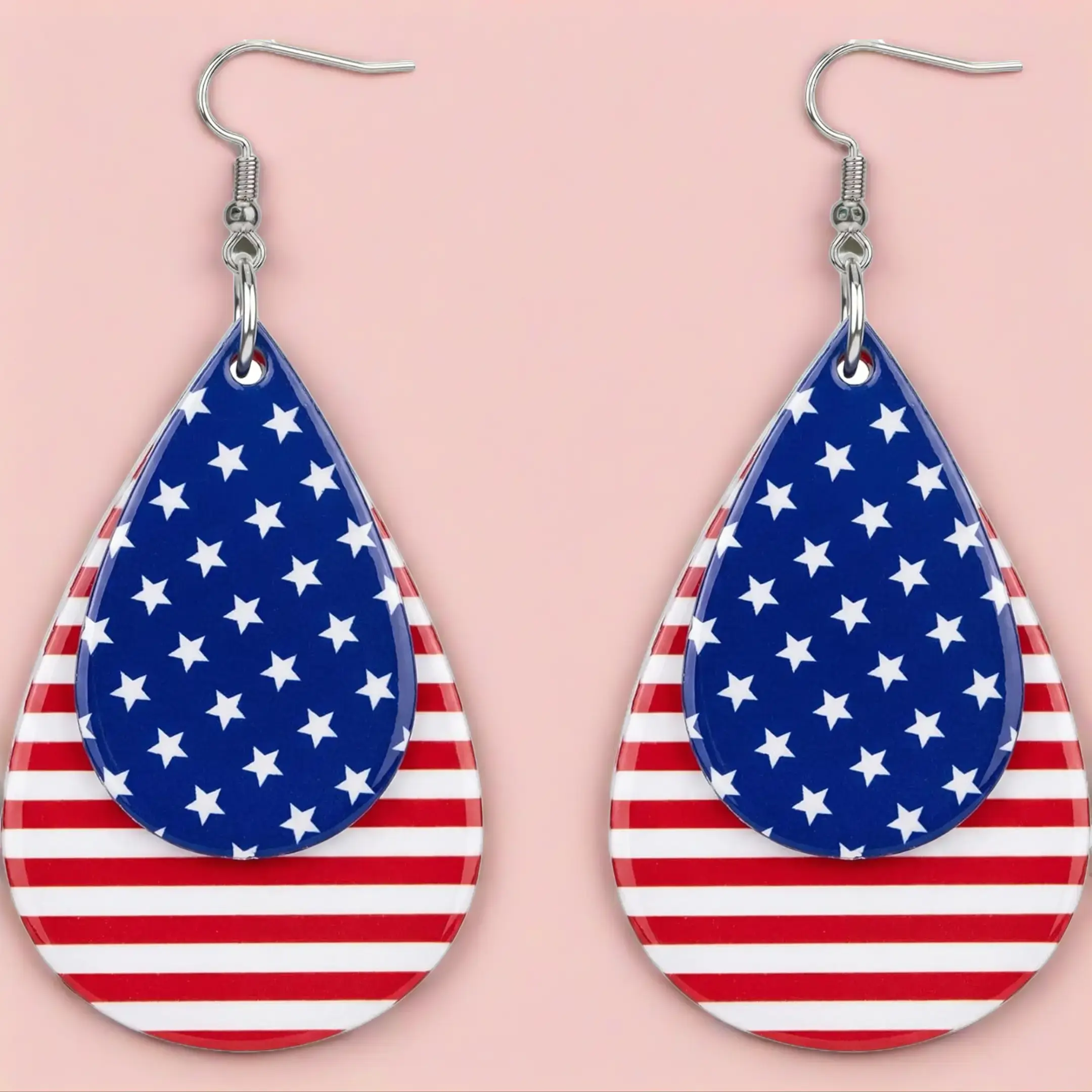 250th Anniversary USA Shirt - American Flag Earrings for 4th of July Shirts Women | Patriotic Teardrop Earrings for Memorial Day Accessories Outfits Merchandise - Fourth of July Decorations for Girls