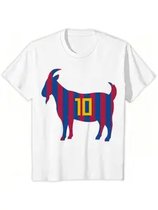 Messi Barcelona Short Sleeve Tee, Goat Goat No 10 Unisex Fan T-Shirt, Soft Fabric Casual Fit, Perfect for Match Day Wear