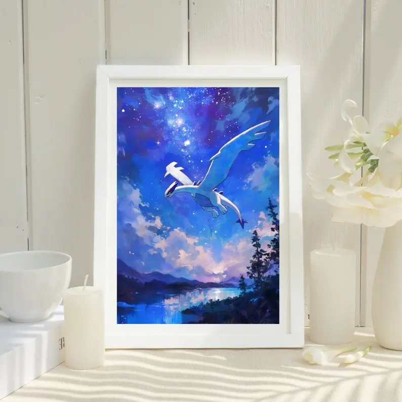 Lugia Poster, Unframed Wall Art, Anime Tapestry, Gifts for Fanart & Otaku, Art, Home Decor Butterfly Print Artistic