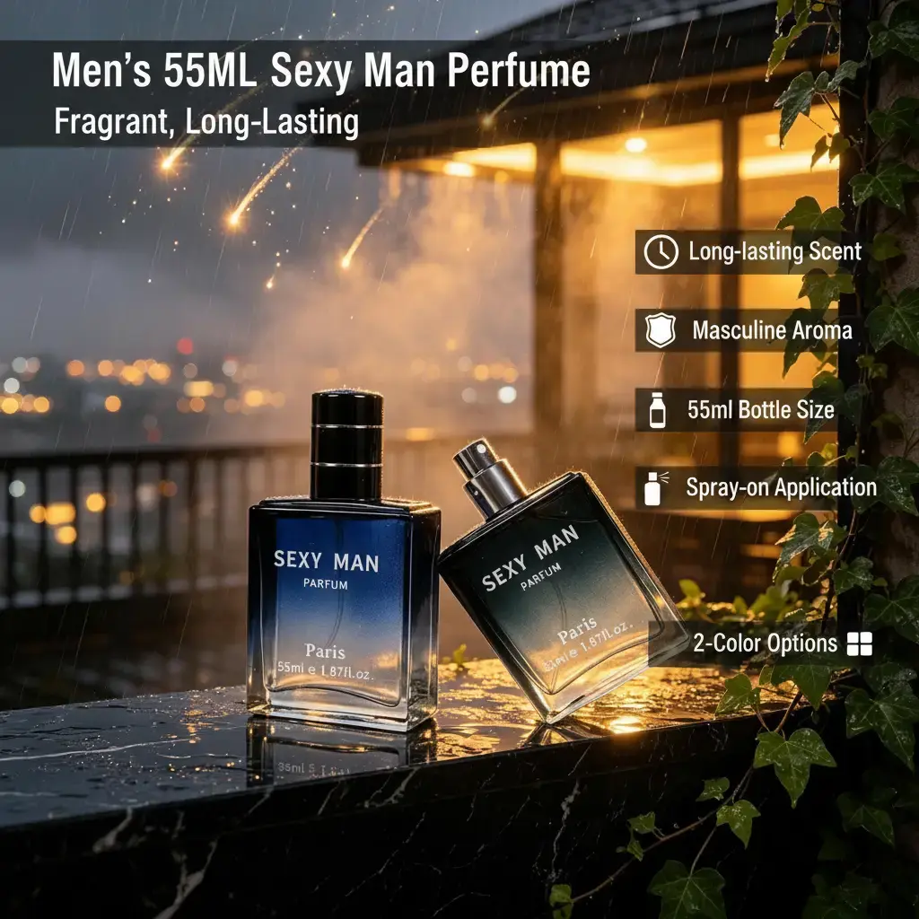 Men's 55ml Light Perfume (Sexy & Paris 2-Color Options) - Fragrant, Long-Lasting, Masculine, Spray-On, Packaged Men's Fragrance, Fragrant Men's Fragrance