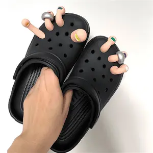 Funny Toe Shoe Charms for Crocs, Realistic 3D Silicone Toe Decorations for Clogs, Novelty Shoe Accessories, DIY Cute Croc Charms, Waterproof Funny Gifts for Men Women Teens, Party Prank Shoe Decor Set