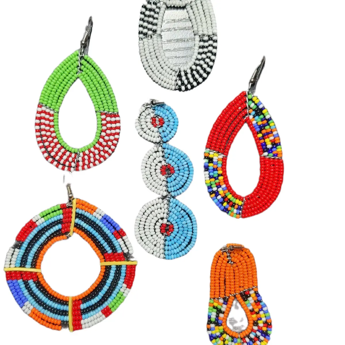 Unique Handmade African Beaded Earrings - Masai Earrings -Zulu Bead Earrings -Zulu Bead Earrings - Lightweight and Eye-Catching