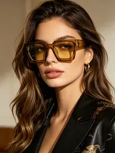 Unisex  Plain Color Square Frame Eyeglasses, Trendy Casual Eyeglasses for Everyday Use, Fashion Accessories for Outdoor Activities, Stylish Square Frames, Square Frame Eyewear