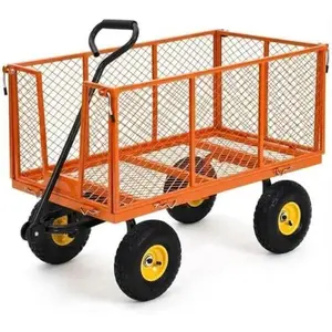 1100 LBS Heavy Duty Steel Garden Cart with 10" All-Terrain Wheels, 180° Handle & Removable Sides