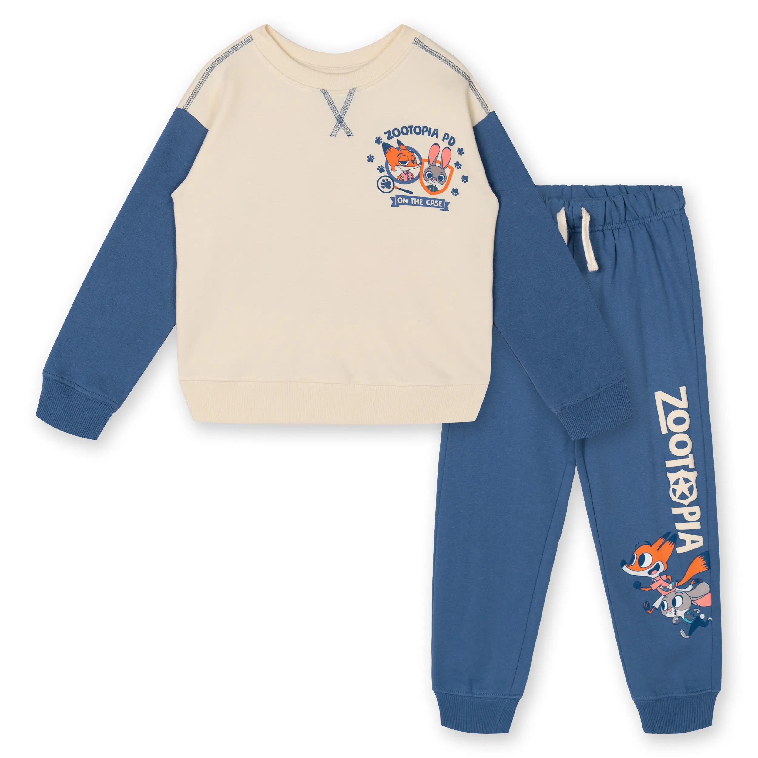 Disney Zootopia Boys' 2-Piece Nick Wilde Midweight Fleece Set, Colorblock Sweatshirt & Joggers with Comic Theme Puff Prints, CPSIA Safe, Size 3T, Midweight Wear, Sporty Chic, Athletic, Pullover Sweatshirt & Jogger Pants, Soft, Mid-Weight