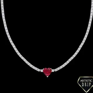 Lab Created Tennis Necklace with Sterling Silver Dripped Gemstones