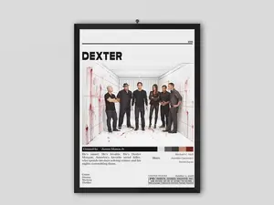 Dexter Poster, Minimalist Tv Series, Vintage Retro Art Print, Wall Art Print, Mid Century Modern, Tv Series Poster.