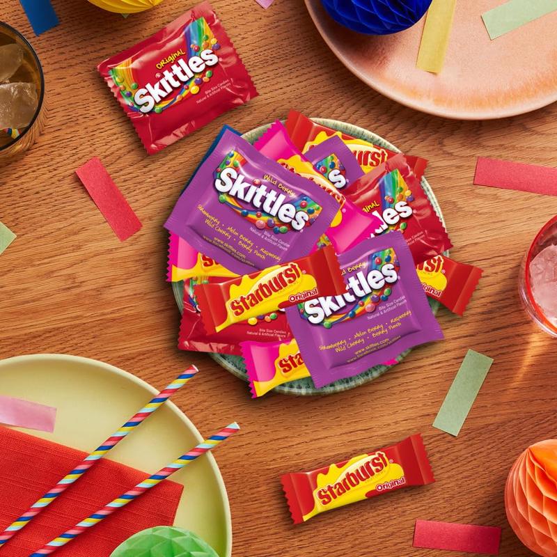 SKITTLES Original, SKITTLES Wild Berry & STARBURST Original and STARBURST FaveReds Fun Size - WRIGLEY'S Assorted Candy Variety Pack - Candy Bulk Individually Wrapped, 20.13oz