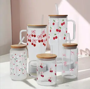 Coquette Cups, 40oz Glass Tumbler with Lid and Straw, Iced Coffee Drinkware, Gift for Her, Acrylic Tumbler, water bottle for women, cute girly cup