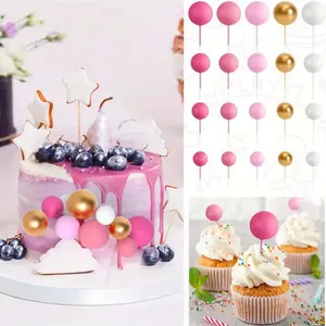32 Pcs Mini Balloons Ball Cake Topper Decorations Mini Balloons Cake Topper Sticks Foam Balls Beauty & Personal Care
