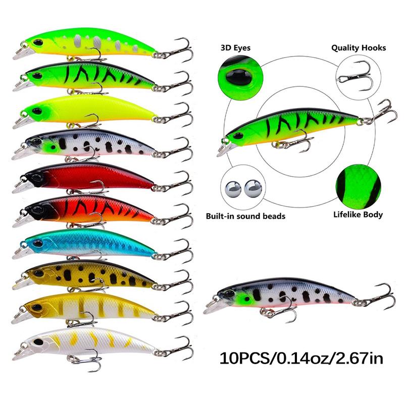 97PCS Fishing Lures Kit Mixed Including Minnow Popper Crank Baits with Hooks for Saltwater Freshwater Trout Bass Salmon Fishing