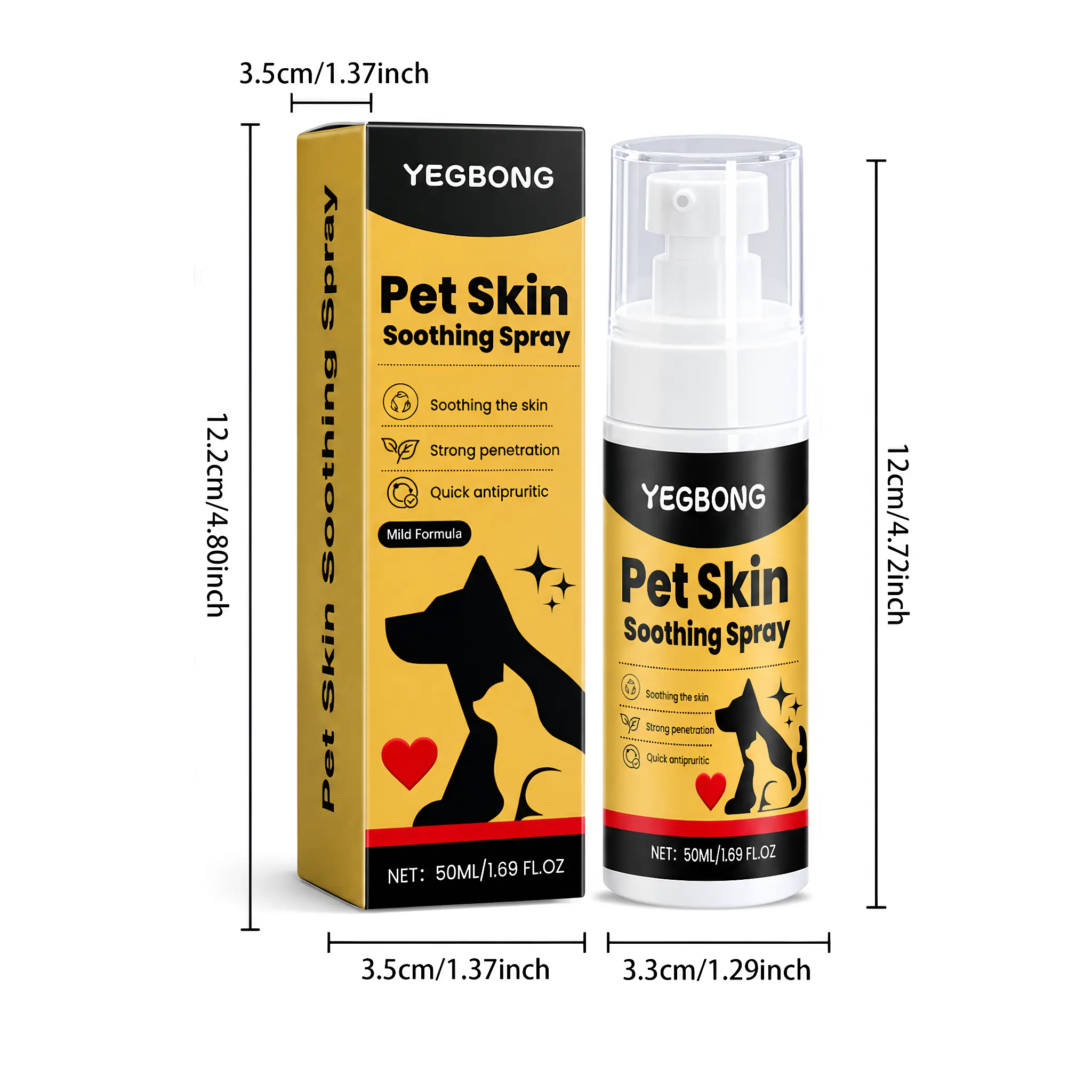 Natural Pet Anti-Itch Skin Spray, Coconut Oil Repair Sensitive Irritated Skin, Soothing Relief for Bug Bites Allergies, Universal for Dog Cat Small Pets