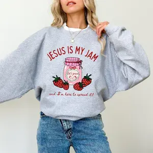 Jesus Is My Jam Christian Sweatshirt, Jesus Christ Crewneck, Gift For Christian, Funny Jesus Tshirt, Christian Mom Tee, Gildan for Men and Women, Gift for Him or Her