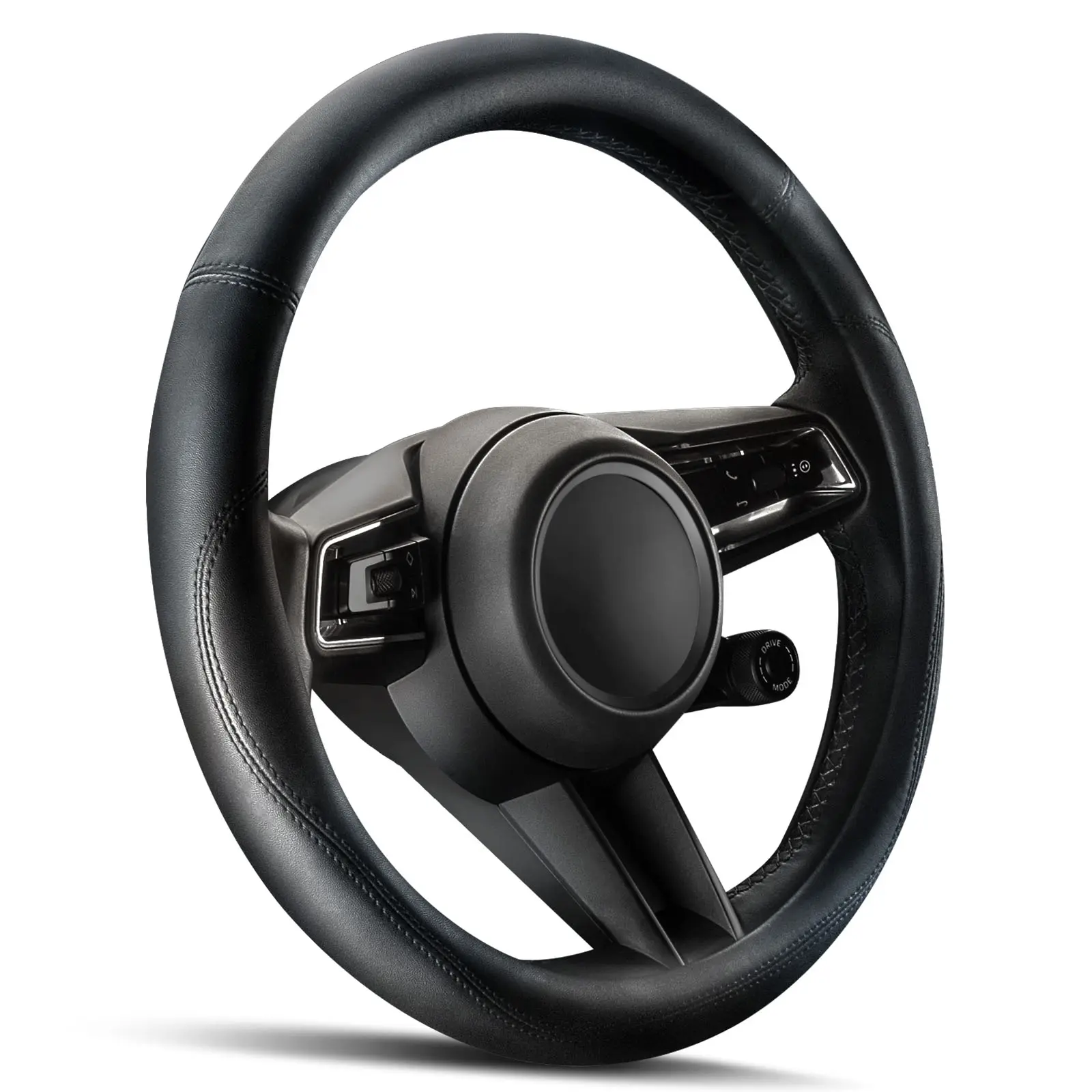Black Steering Wheel Cover - 14.5 in Standard Size, Universal Fit for Most Cars, Non-Slip Automotive Accessory, Car Interior Decor, Vehicle Accessories, Steeringwheelcover