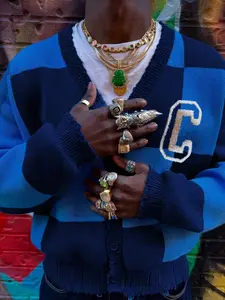 Men's Plaid Print Cardigan V Neck Long Sleeve Button Front, Casual Loose Fit Street Style Knitwear for Spring & Fall Seasons