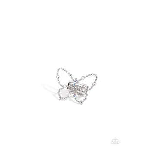 Soaring Sprinkles - Multi Iridescent Rhinestone Butterfly Silver Ring - Paparazzi