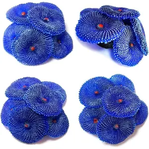 4Pcs Artificial Faux Coral Ornaments Aquarium Decorations for Fish Tank Fish Cave Hideout Landscape Decoration Blue