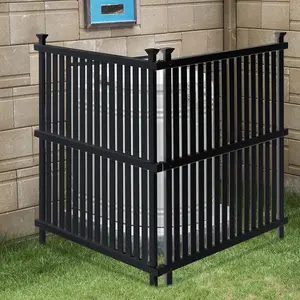 Vinyl Fence Panels 2 Pack Outdoor Picket Privacy Screen Fence, 2PCS White PVC Fence Panel, 48" H X 36" W (Black)