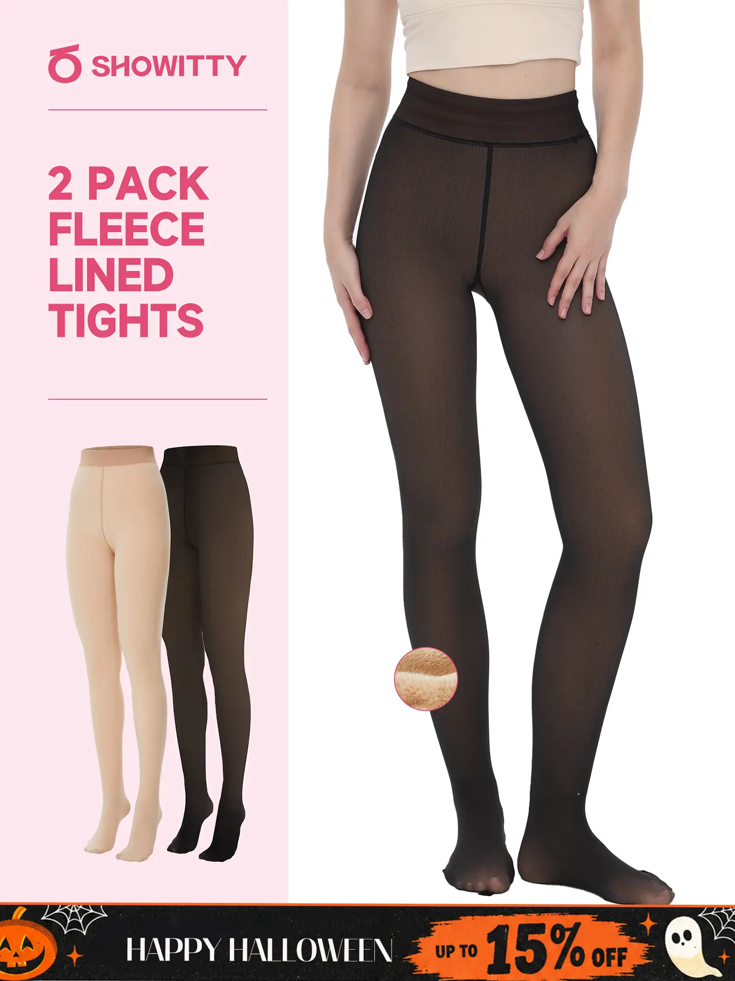 SHOWITTY Outlets 2 Pack Women’s Fleece Lined Thermal Tights – High Waist Fake Sheer Leggings, Ultra-Warm, Slimming Winter Pantyhose