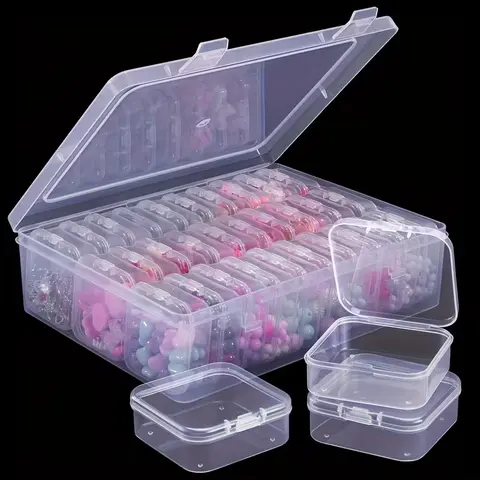 30-Compartment Transparent Plastic Jewelry Sorter Organizer Box - Lightweight, Large-Capacity, Dustproof Stackable Case with Flip-Top Lid, Containers with Lids, Divided Compartments Organiser for Car Interior Small Items, Beads Stay Sorted