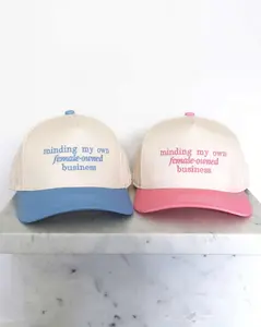 Minding My Own Female-Owned Business Embroidered Hat – Empowering Trucker Cap, Pink & Blue Options, Small Business Woman Gift, Retro Entrepreneur Hat