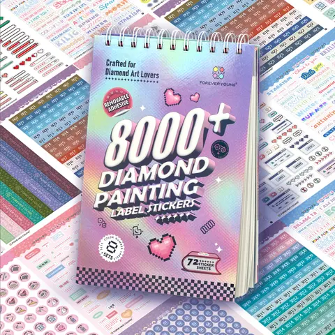 ForeverYoung Unisex Sticker Album - 72-Page DIY Projects Book with 8000+ Stickers for Diamond Painting Enthusiasts