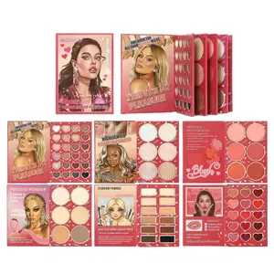 6-Page Makeup Book Palette - All-in-One Kit with Matte & Shimmer Eyeshadow, Blush, Highlighter & Lipstick, Perfect Gift for Best Friend, Makeup Palette Set