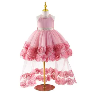 Girls Pink Floral Tulle Princess Dress Sleeveless Party Dress for Wedding Birthday Special Occasion，mothersdaygift