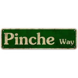 Pinche Way Slim Tin Sign Street Funny Metal Sign Wall Decor for Bedroom Home Bar Garage Art Gift 4" by 16"