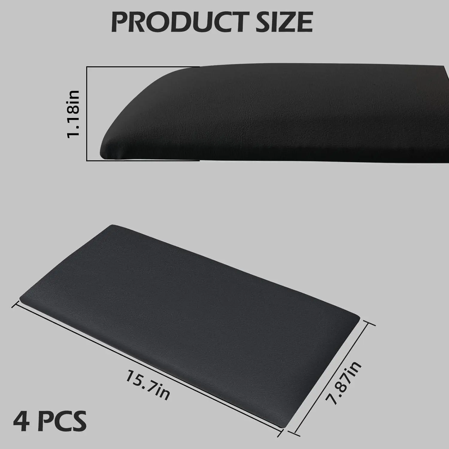 Upholstered Headboard Panels, 4 Panels Sized 7.8" x 15.7" Peel and Stick Padded Wall Panels for Kids, 3D Anti-Collision Wall Mounted Bed headboard for Full, Black