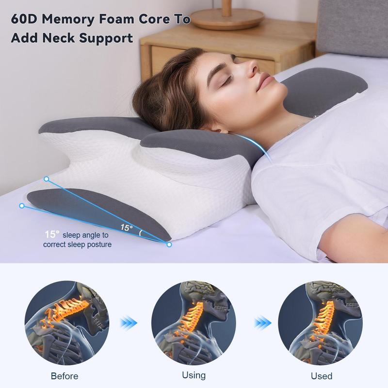 VIPfree Cervical Support Pillow - Adjustable Ergonomic Memory Foam with Breathable Removable Pillowcase & Free Gift - OEKO-TEX Certified Quality Sleep Solution VIPfree Cervical Support Pillow - Adjustable Ergonomic Memory Foam with Breathable Removable Pillowcase & Free Gift - OEKO-TEX Certified Quality Sleep Solution