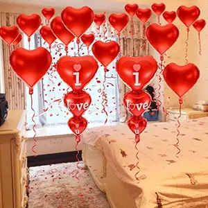 20 + 2 I Love You Balloons - Helium Supported - Love Balloons - Valentine's Day Decorations and  Idea for Him or Her, Wedding Birthday Decorations | Ribbon & Straw Included