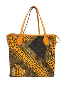 Pre-owned Louis Vuitton coated canvas Tote Bags YELLOW KUSAMA MONOGRAM INFINITY DOTS NEVERFULL MM TOTE BAG