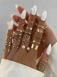 Women's Ring Set, Vintage Fashion Elegant Hollow Heart Spiral Design, Perfect for Daily Wear Party Wedding Gift