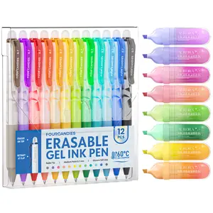 FourCandies Erasable Gel Pens,0.7mm Retractable Twist Pens, Soft Silicone Ergonomic Grip for Journaling,School & Office Supplies,Smooth Writing for Students,Planner,teachers,nurses and artists,Holiday Gifts and Birthday Goodie Bags,Tiktokshopmothersday