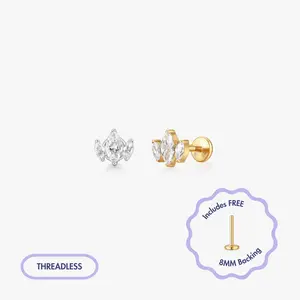 Trio Marquise Titanium Flat Back Stud (Single)