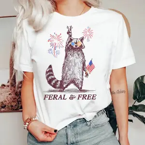 Feral And Free, Funny USA Shirt, Funny Raccoon Shirt , 4th Of July, 4th of july outfits for women, 4th of july, 4th of july shirt, 4th of july shirt for women, t shirts for men