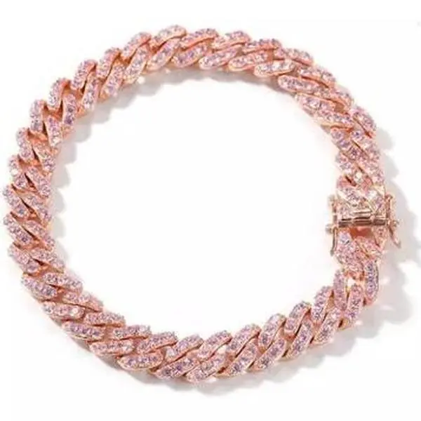 Celia Pink Ice + Rose Gold Cuban Link Curb Bracelet