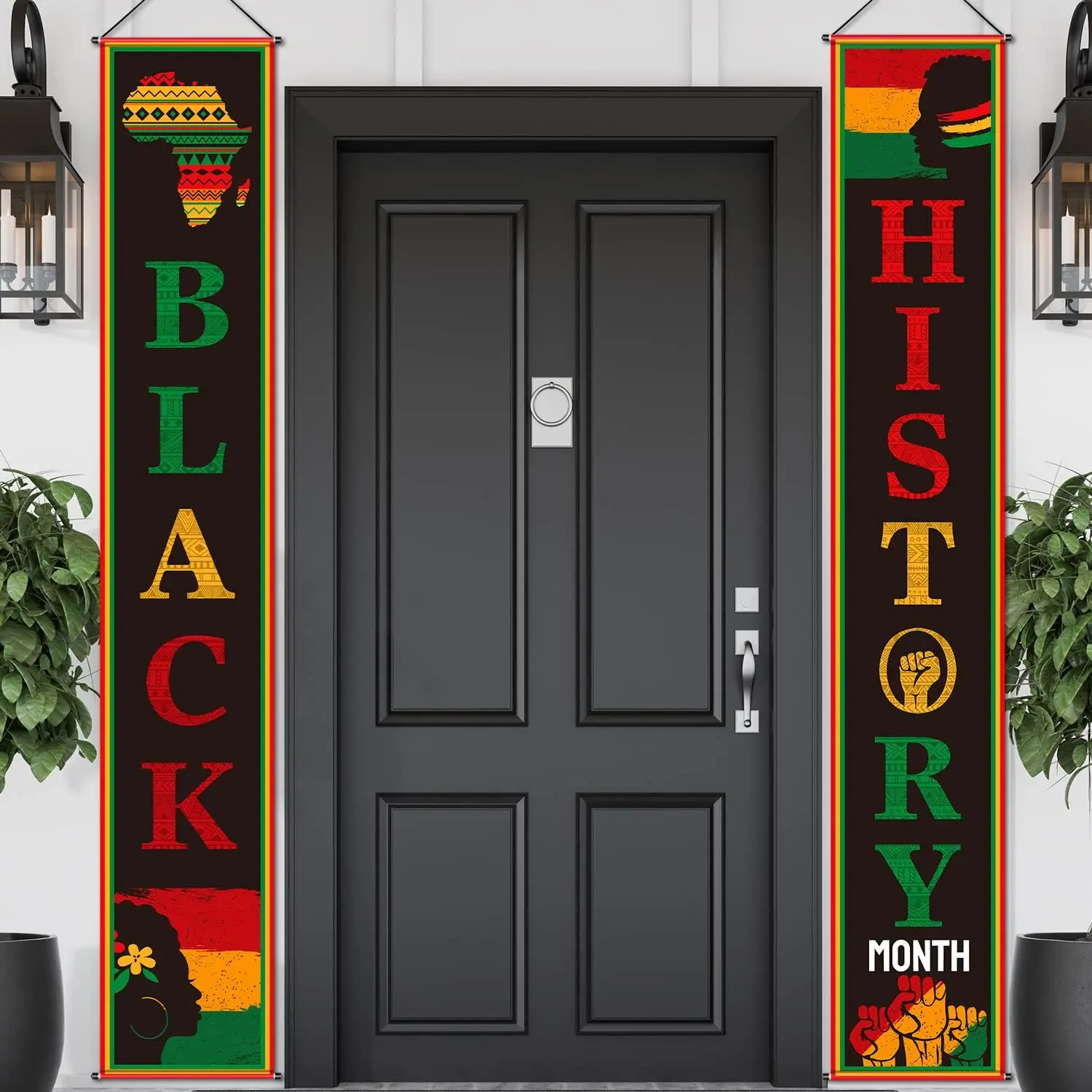 Tatuo Wrinkle-Free Polyester Kente Print Porch Banner (2 Pieces, 180x30cm) - African Heritage Decoration for Juneteenth Front Door Outdoor-Indoor Wall Party Sign Gift, Holiday Decor