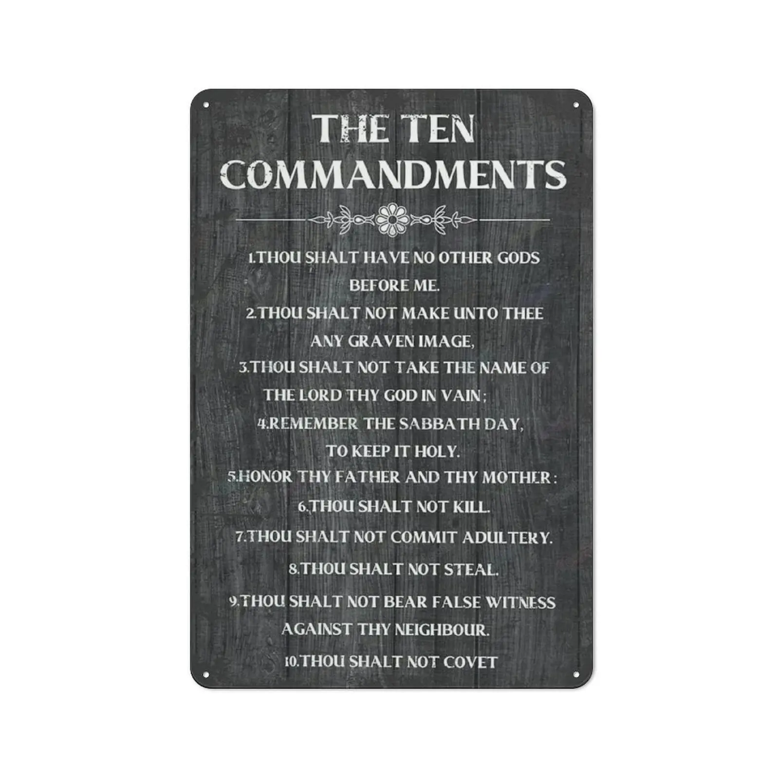 The Ten Commandments Thou Shalt Have No Other Gods Before Me Metal Hanging Sign 8 x 12 Inches Tin Wall Art for Home Office Living Room Decor