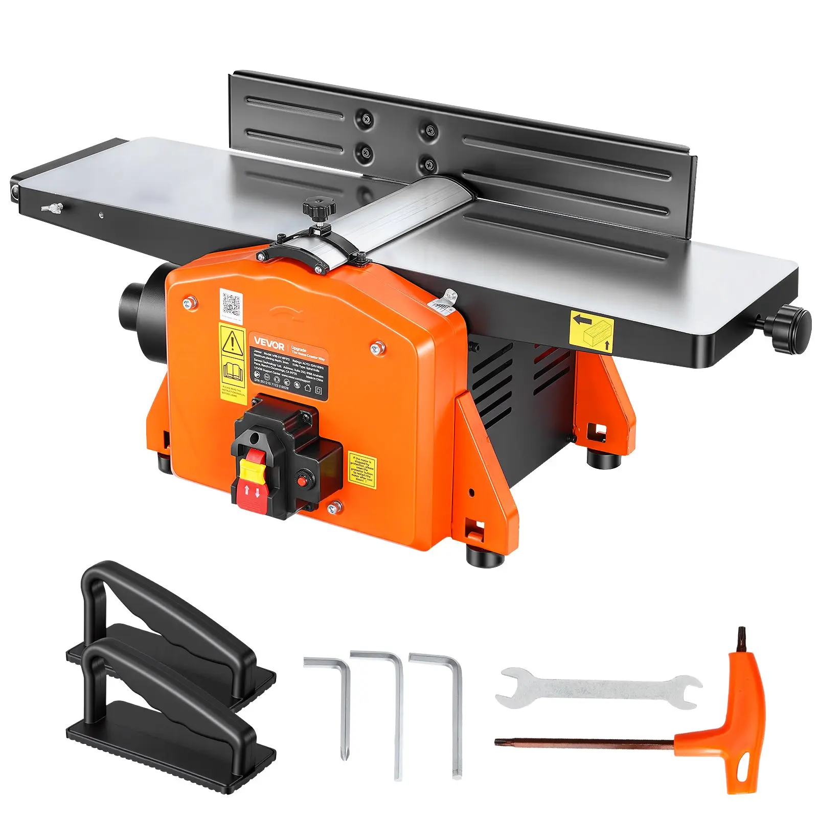 【Summerfinds】VEVOR 8-Inch Spiral Cutterhead Benchtop Jointer Power Tool, 2 HP 8500 RPM Cutting Tool, Extendable Cast Aluminum Table, 18-Blade Cutterhead, 1/8 in Max Depth, Adjustable Fence for Woodworking DIY Tool Hardware