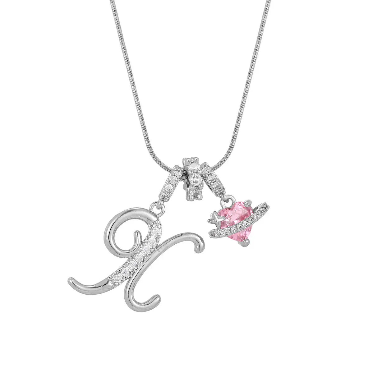 Silver X (Pendant -Snake Bone Chain)