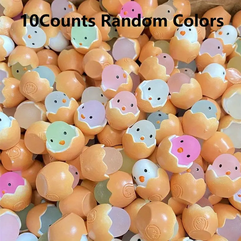Glow-In-The-Dark Eggshell Chick Toys, Decorative Figurines, Ornaments, Resin Sculptures, Set of 10 Cute Resin Eggs, DIY Jewelry Accessories, Car Decorations, Kids Surprise Gifts, Luminous